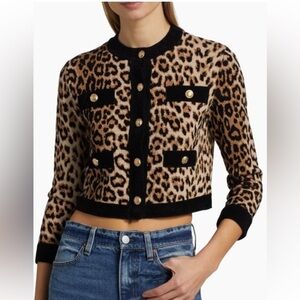 Alice + Olivia NEW Claira Leopard Cardigan Catwalk Multi size medium